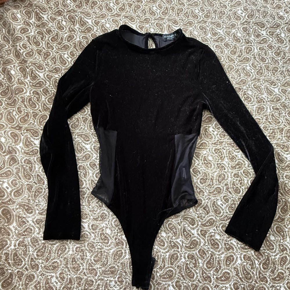 Black Velvet Long Sleeve Bodysuit